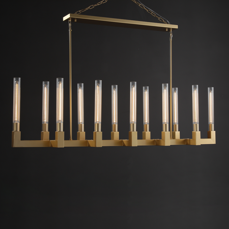 Cannel Glass Linear Chandelier 67"