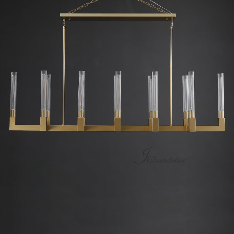 Cannel Glass Linear Chandelier 67"