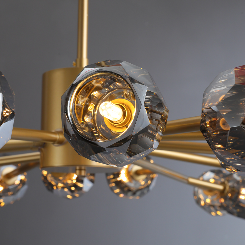 Kristal modern crystal ball round chandelier 24", 36", 48", 60", 72. Crystal ball colors available (Clear/Smoky).