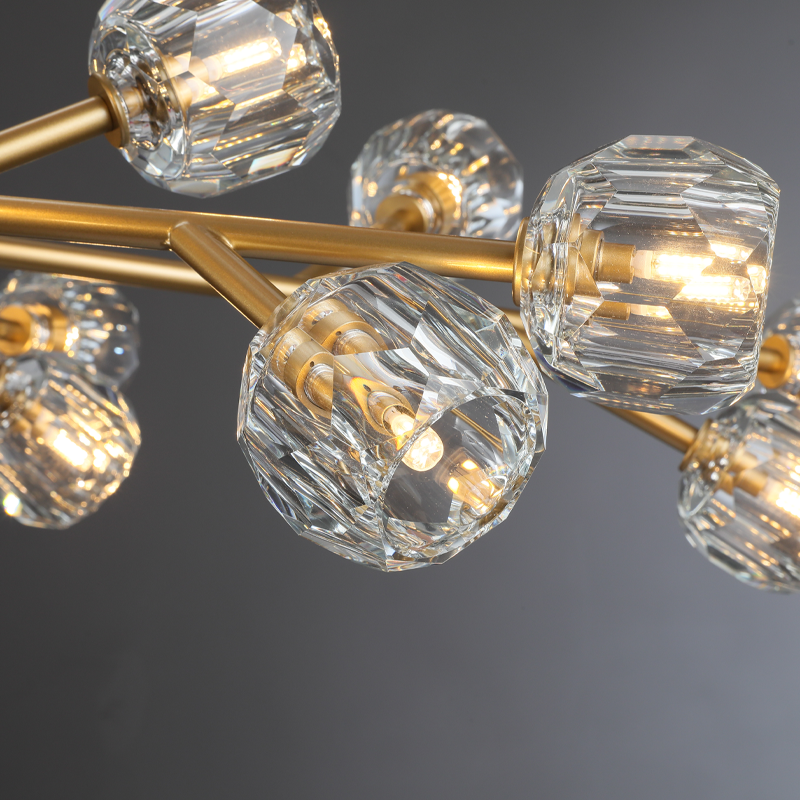 Kristal modern crystal ball round chandelier 24", 36", 48", 60", 72. Crystal ball colors available (Clear/Smoky).