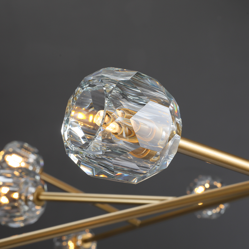 Kristal modern crystal ball round chandelier 24", 36", 48", 60", 72. Crystal ball colors available (Clear/Smoky).