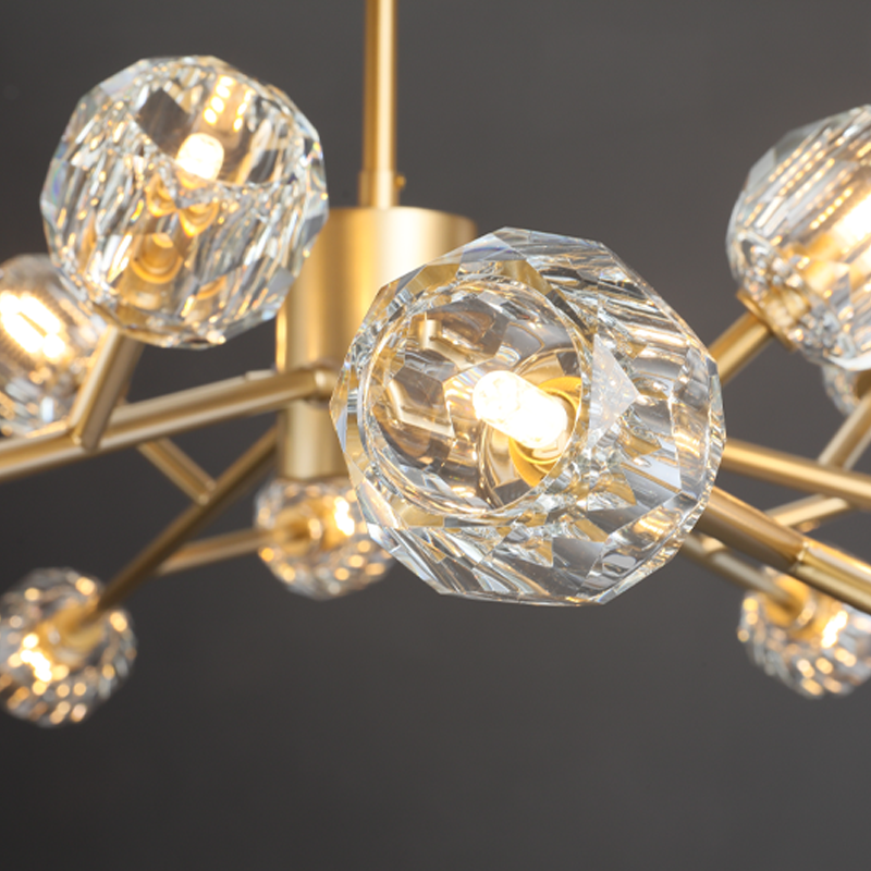 Kristal modern crystal ball round chandelier 24", 36", 48", 60", 72. Crystal ball colors available (Clear/Smoky).