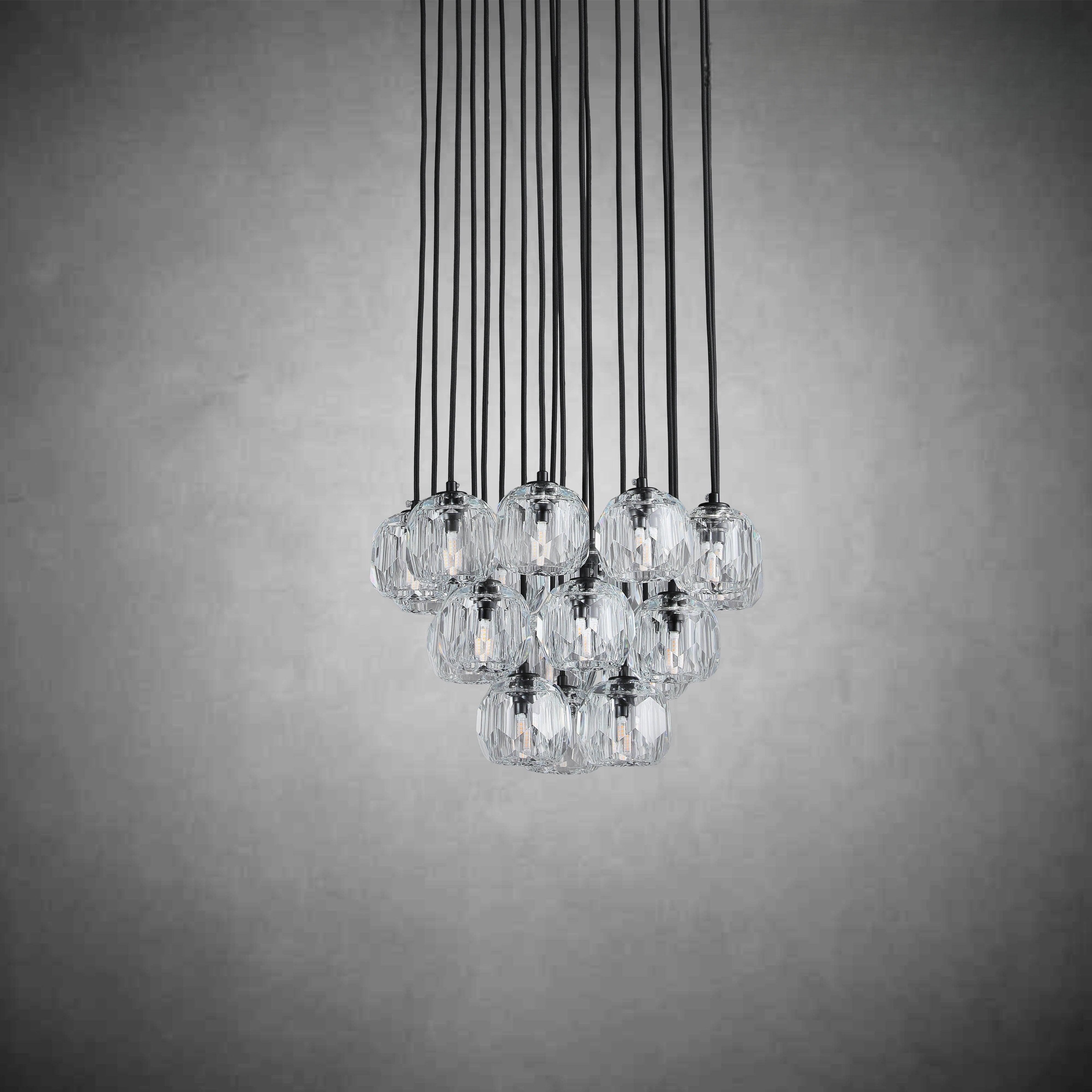 Bille De Crystal Cluster Round Chandelier 14"19"24"30"40"