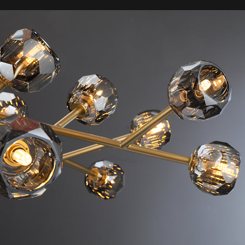 Kristal modern crystal ball round chandelier 24", 36", 48", 60", 72. Crystal ball colors available (Clear/Smoky).