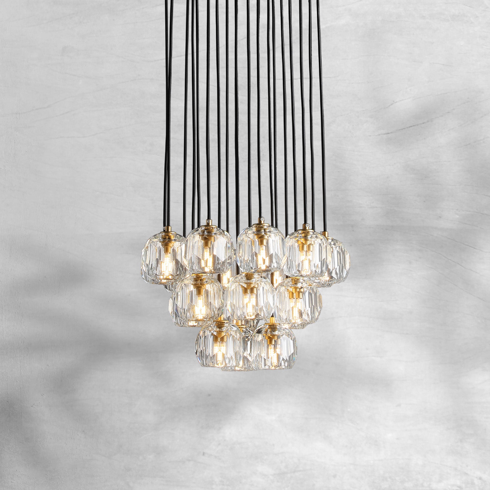Bille De Crystal Cluster Round Chandelier 14"19"24"30"40"