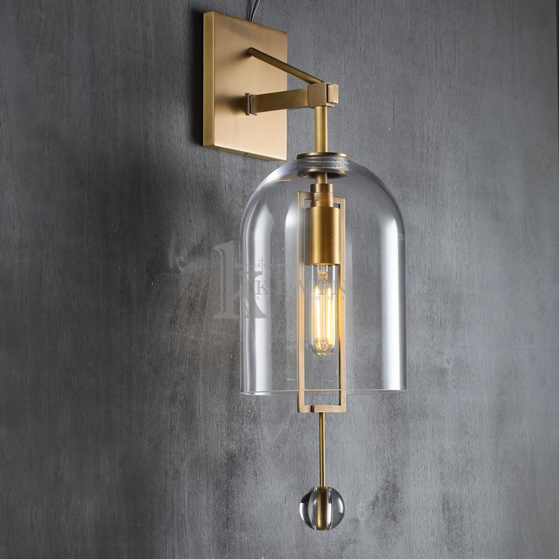 Jazlin Modern Glass Bell Shade Wall Sconces 24‘’, 29" wall sconce Kevin Studio Inc 24" Lacquered Burnished Brass 