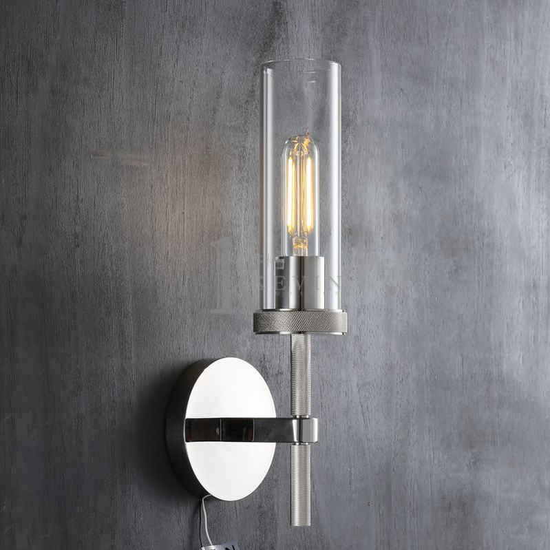 Kina Modern Knurled Wall Sconce 14"H, 19"H wall sconce Kevin Studio Inc 14"H Polished Nickel 