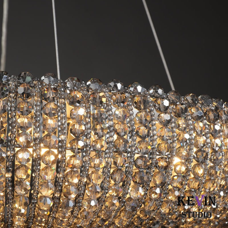 Notus Modern Halo Round Smoky Crystal Chandelier chandelier Kevin Studio Inc   