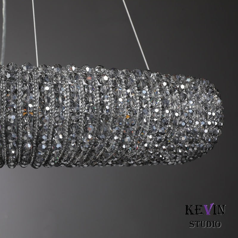 Notus Modern Halo Round Smoky Crystal Chandelier chandelier Kevin Studio Inc   