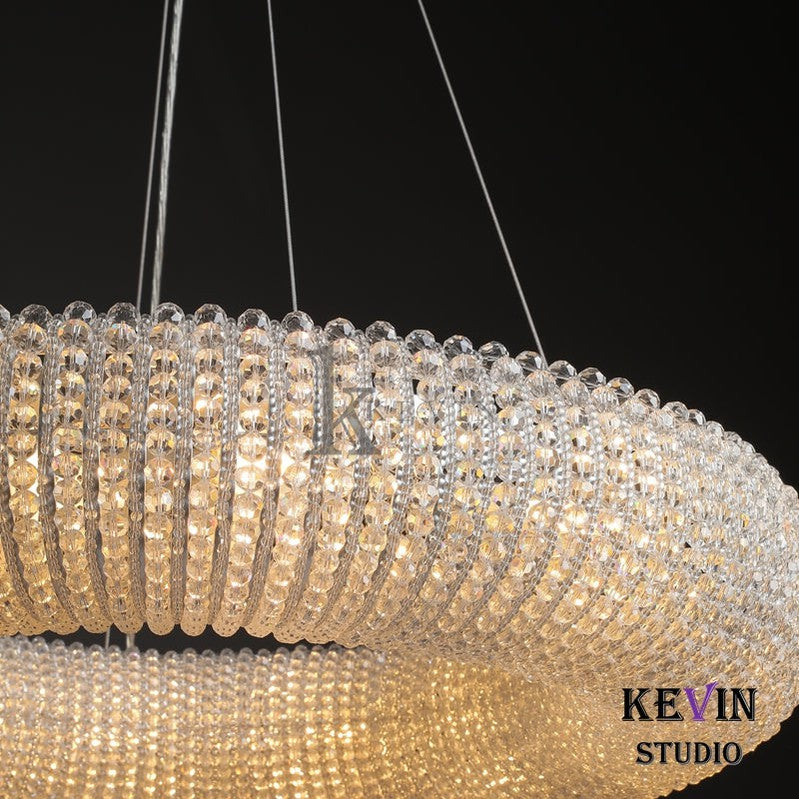 Notus Modern Halo Round Clear Crystal Chandelier chandelier Kevin Studio Inc   