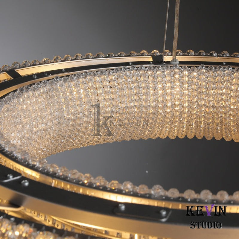 Notus Modern Halo Round Clear Crystal Chandelier chandelier Kevin Studio Inc   