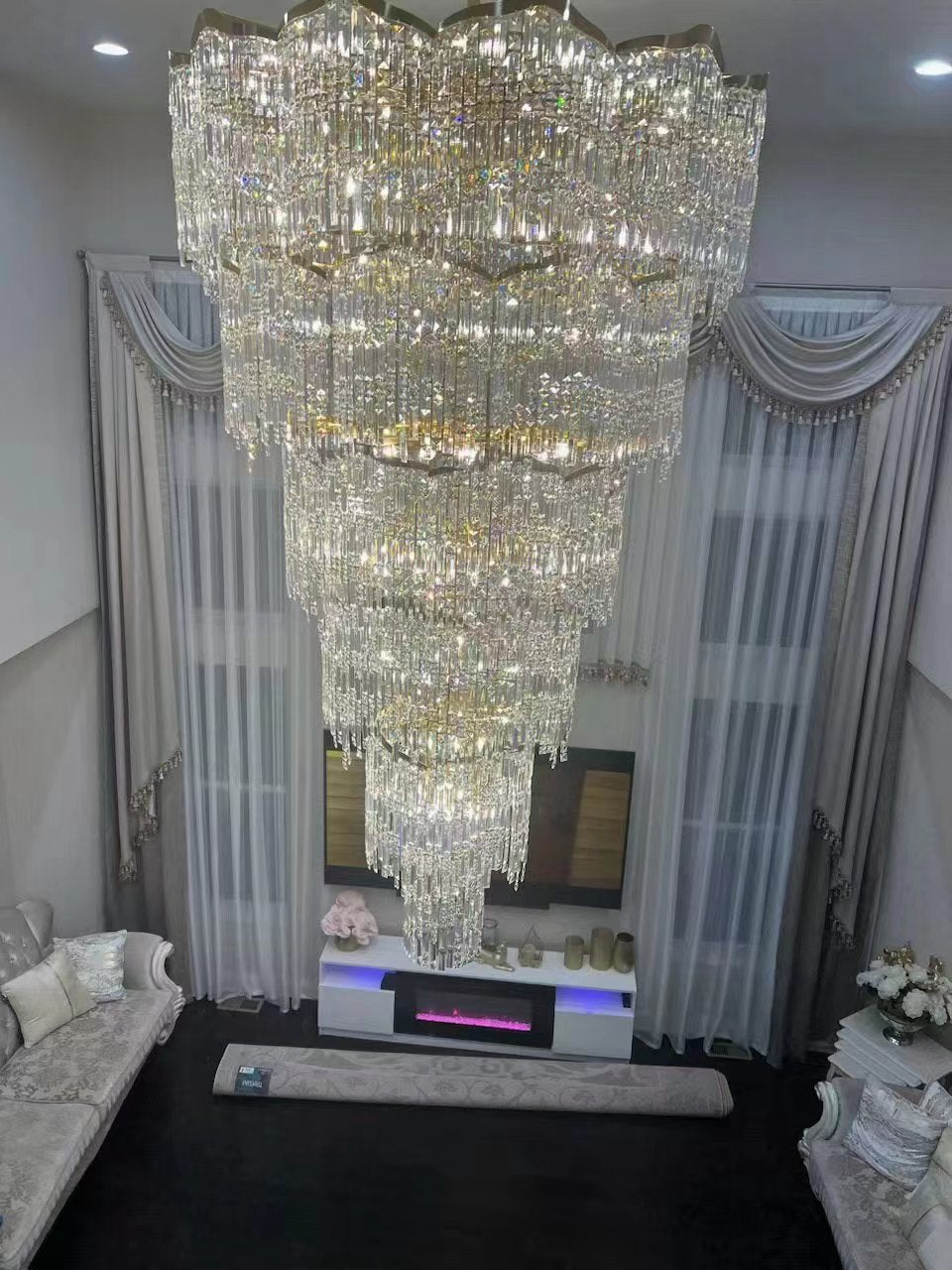 Oversized European Multi-layers Golden Luxury Crystal Chandelier Villa,Duplex-building Foyer Light Fixture Chandeliers Kevinstudiolives   
