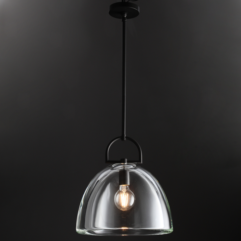 Hemi Modern Glass single Pendant Light  Kevin Studious Bronze 7" 