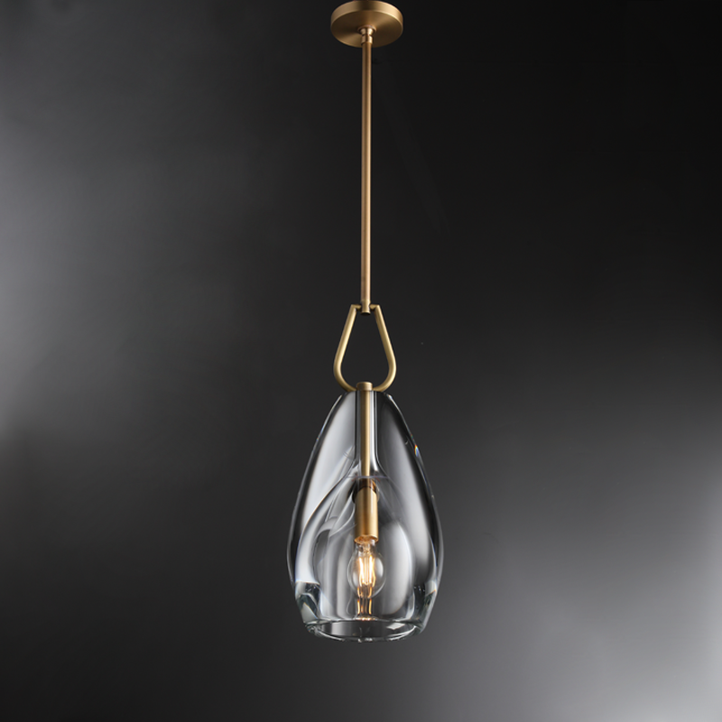 Boten Modern Flute Glass Pendant Light 6", 8", 9" Pendant Light Kevin Studio Inc Vintage Brass 9''D 