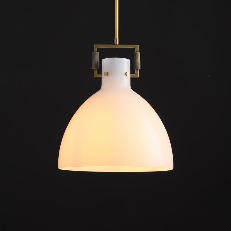 Queena Modern Milk Glass Pendant Light, Kitchen Island Pendant Lamp Pendant Light Kevin Studio Inc 14" Lacquered Brass 