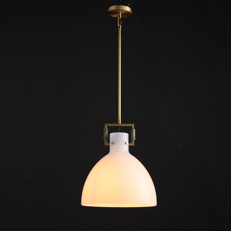 Queena Modern Milk Glass Pendant Light, Kitchen Island Pendant Lamp Pendant Light Kevin Studio Inc 10" Lacquered Brass 