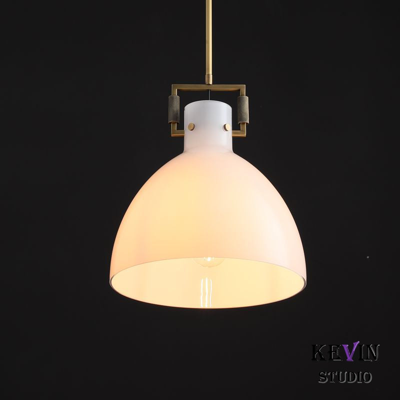 Queena Modern Milk Glass Pendant Light, Kitchen Island Pendant Lamp Pendant Light Kevin Studio Inc   