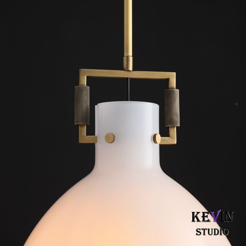 Queena Modern Milk Glass Pendant Light, Kitchen Island Pendant Lamp Pendant Light Kevin Studio Inc   