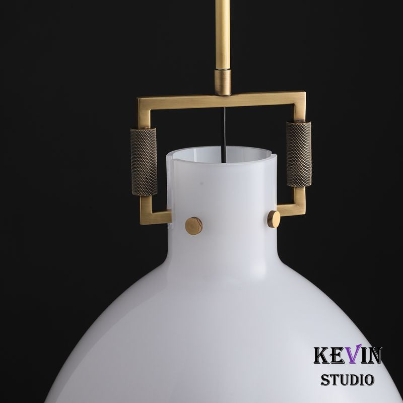 Queena Modern Milk Glass Pendant Light, Kitchen Island Pendant Lamp Pendant Light Kevin Studio Inc   