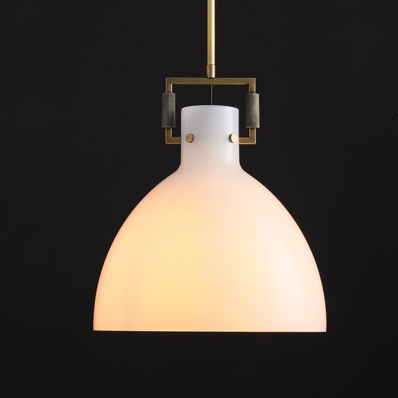 Queena Modern Milk Glass Pendant Light, Kitchen Island Pendant Lamp Pendant Light Kevin Studio Inc 18" Lacquered Brass 