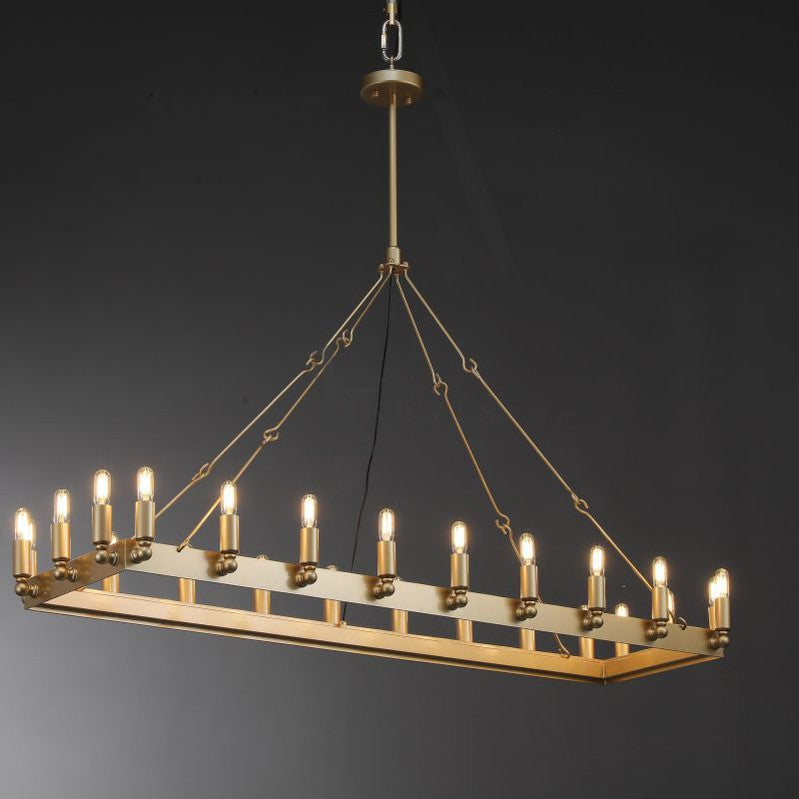 Kollie Vintage Rectangular Chandelier 41“, 52" chandelier Kevin Studio Inc 52" Lacquered Burnished Brass Filament