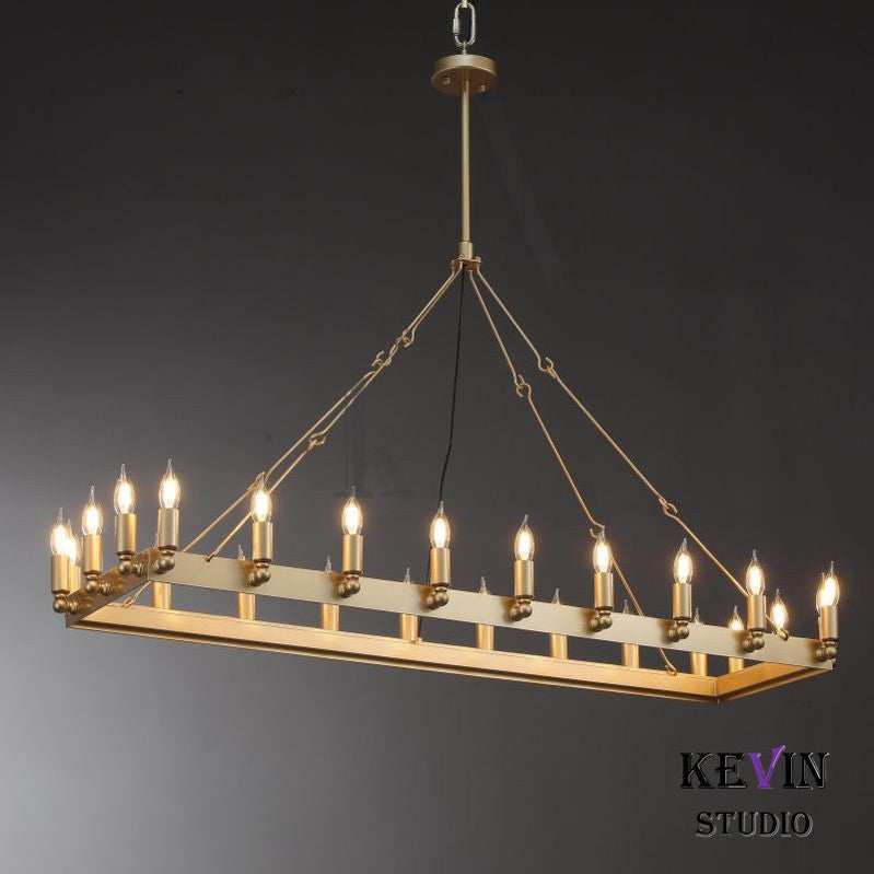 Kollie Vintage Rectangular Chandelier 41“, 52" chandelier Kevin Studio Inc   