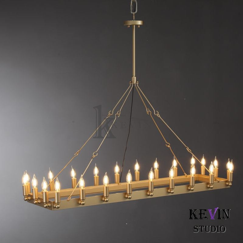 Kollie Vintage Rectangular Chandelier 41“, 52" chandelier Kevin Studio Inc   