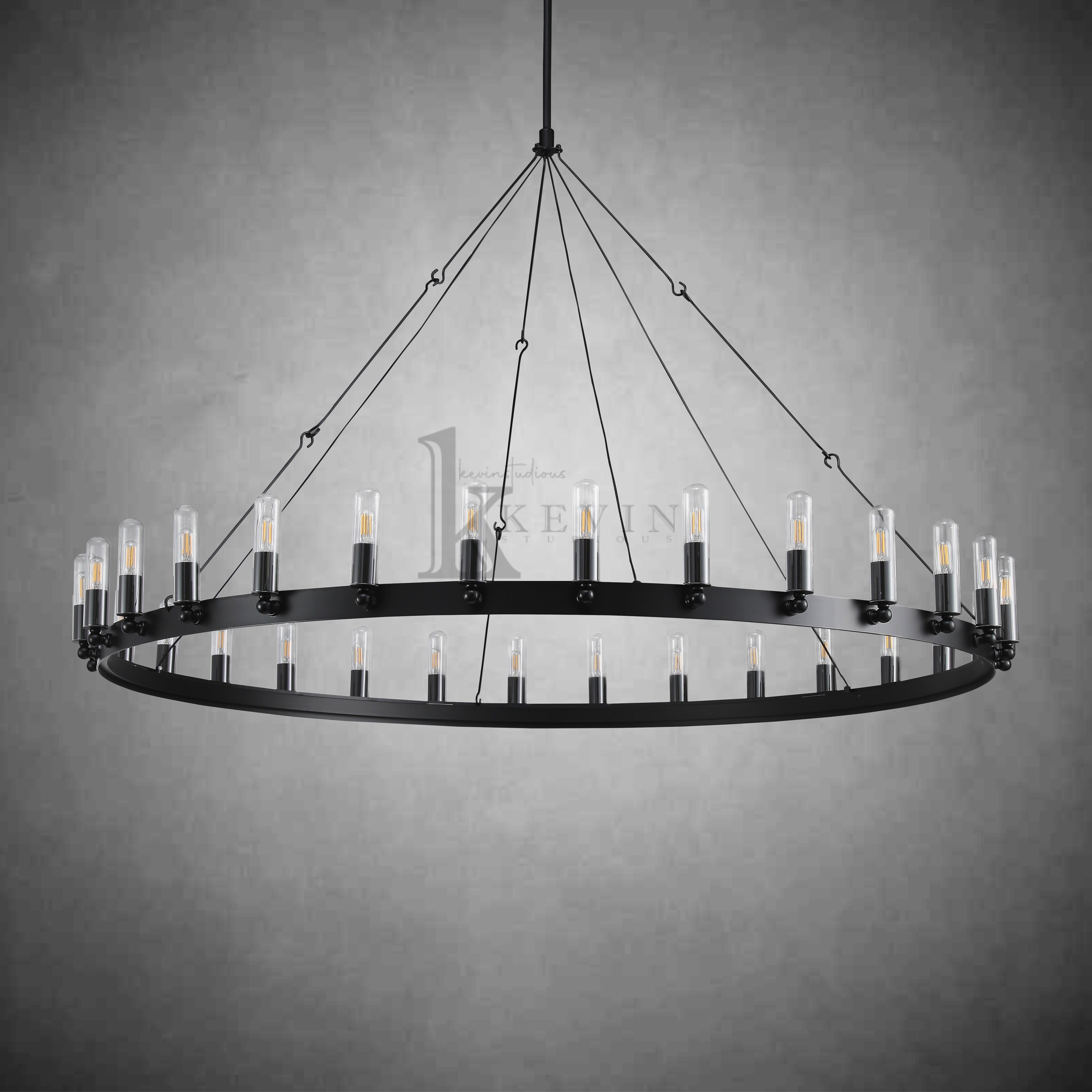 Dania Vintage Filament Round Outdoor Chandelier (With lampshade)