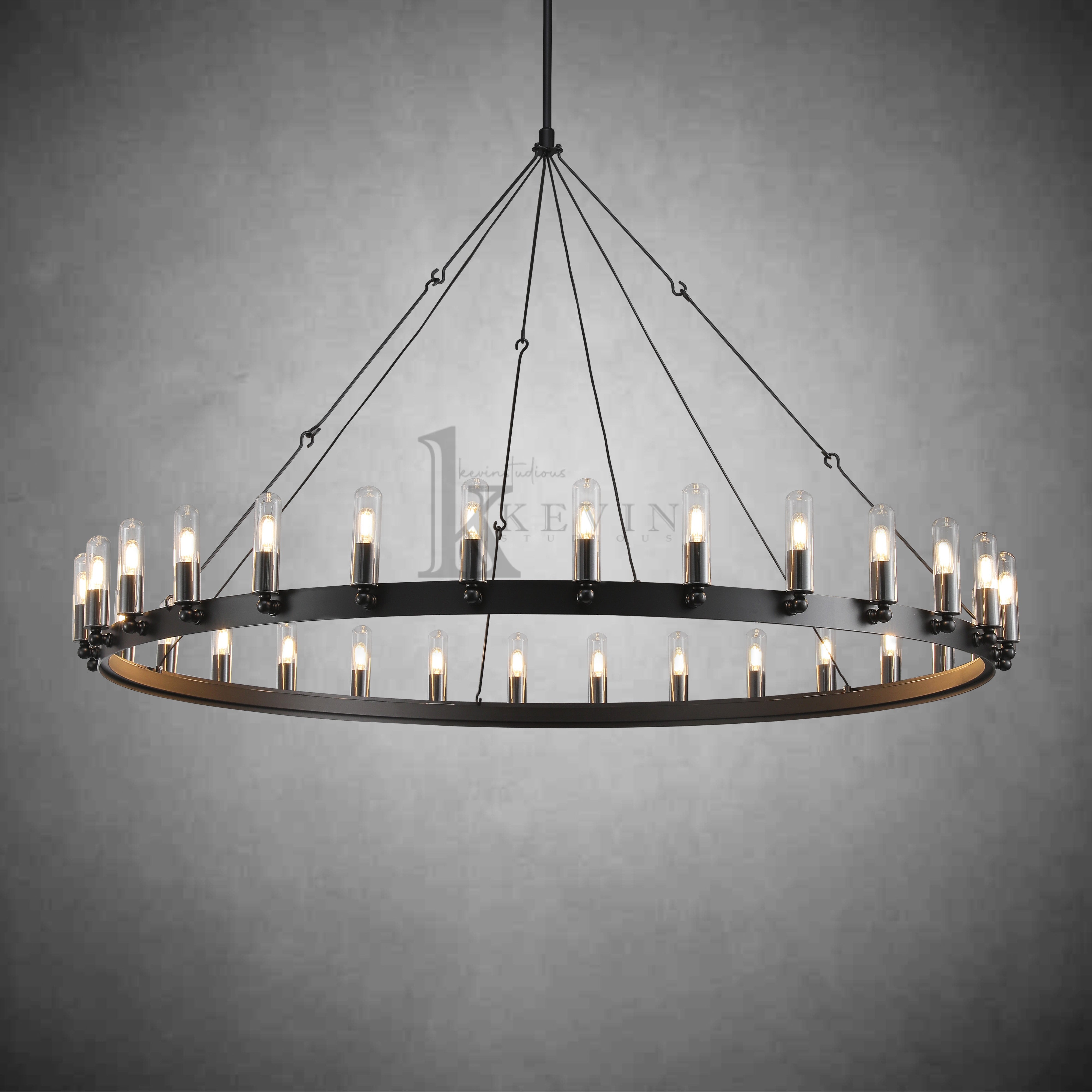 Dania Vintage Filament Round Outdoor Chandelier (With lampshade)