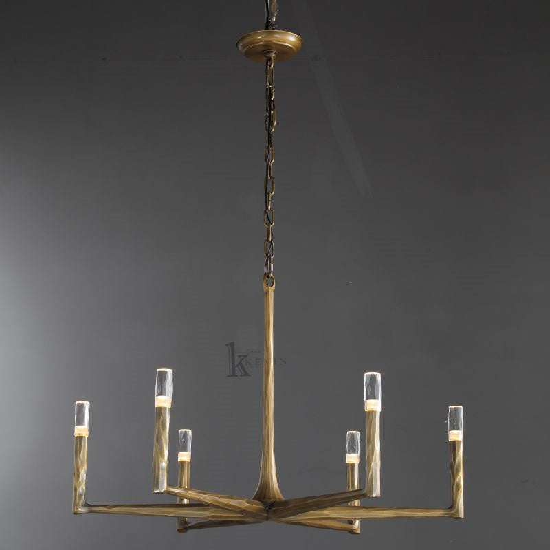 Paula Modern Forged Brass Round Chandelier chandelier Kevin Studio Inc   