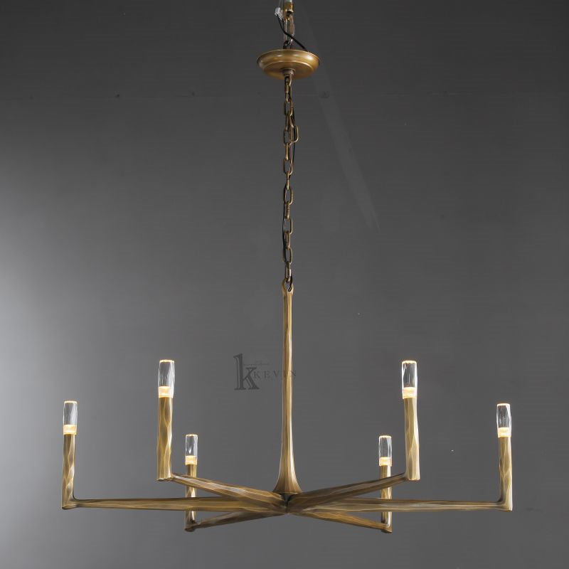 Paula Modern Forged Brass Round Chandelier chandelier Kevin Studio Inc   