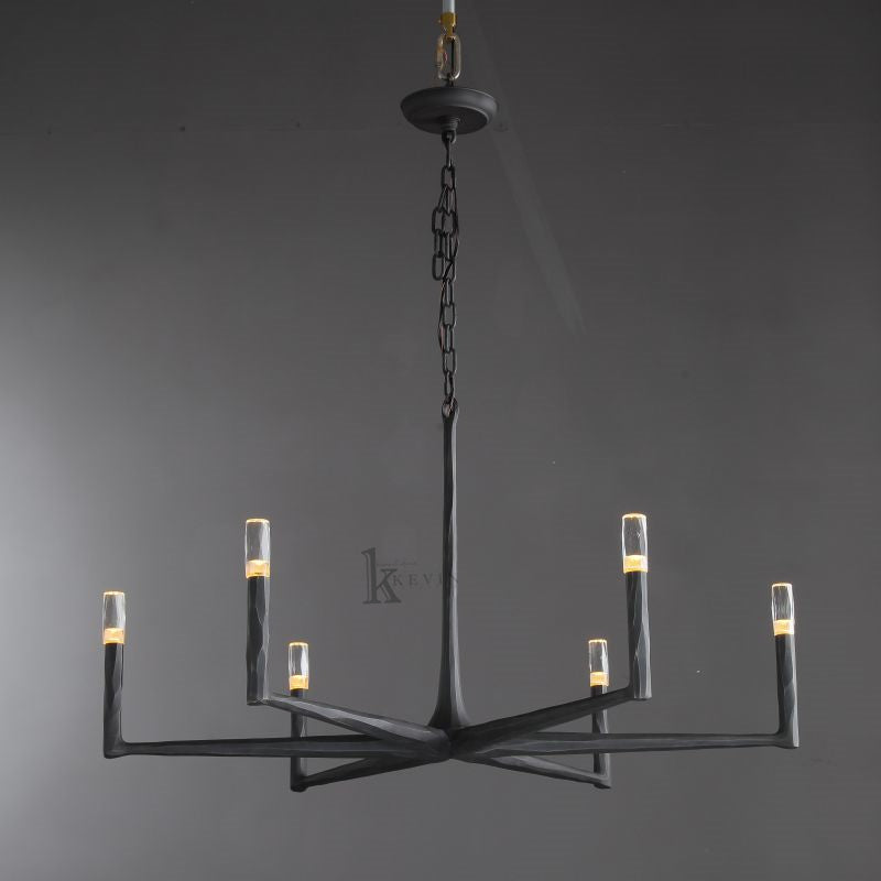 Paula Modern Forged Brass Round Chandelier chandelier Kevin Studio Inc   