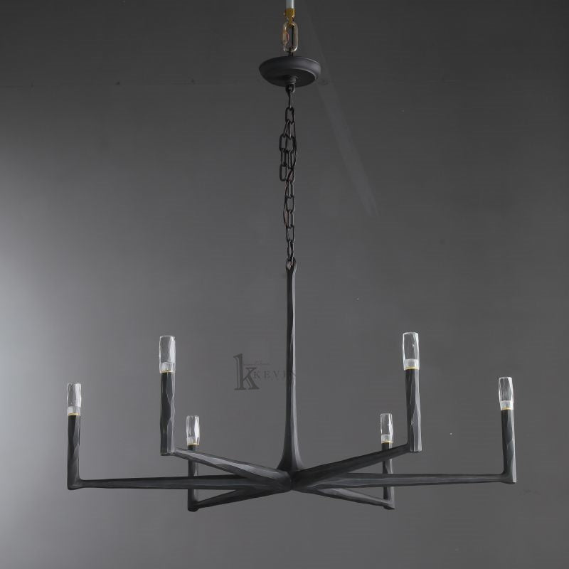 Paula Modern Forged Brass Round Chandelier chandelier Kevin Studio Inc Forged Bronze 36'' 