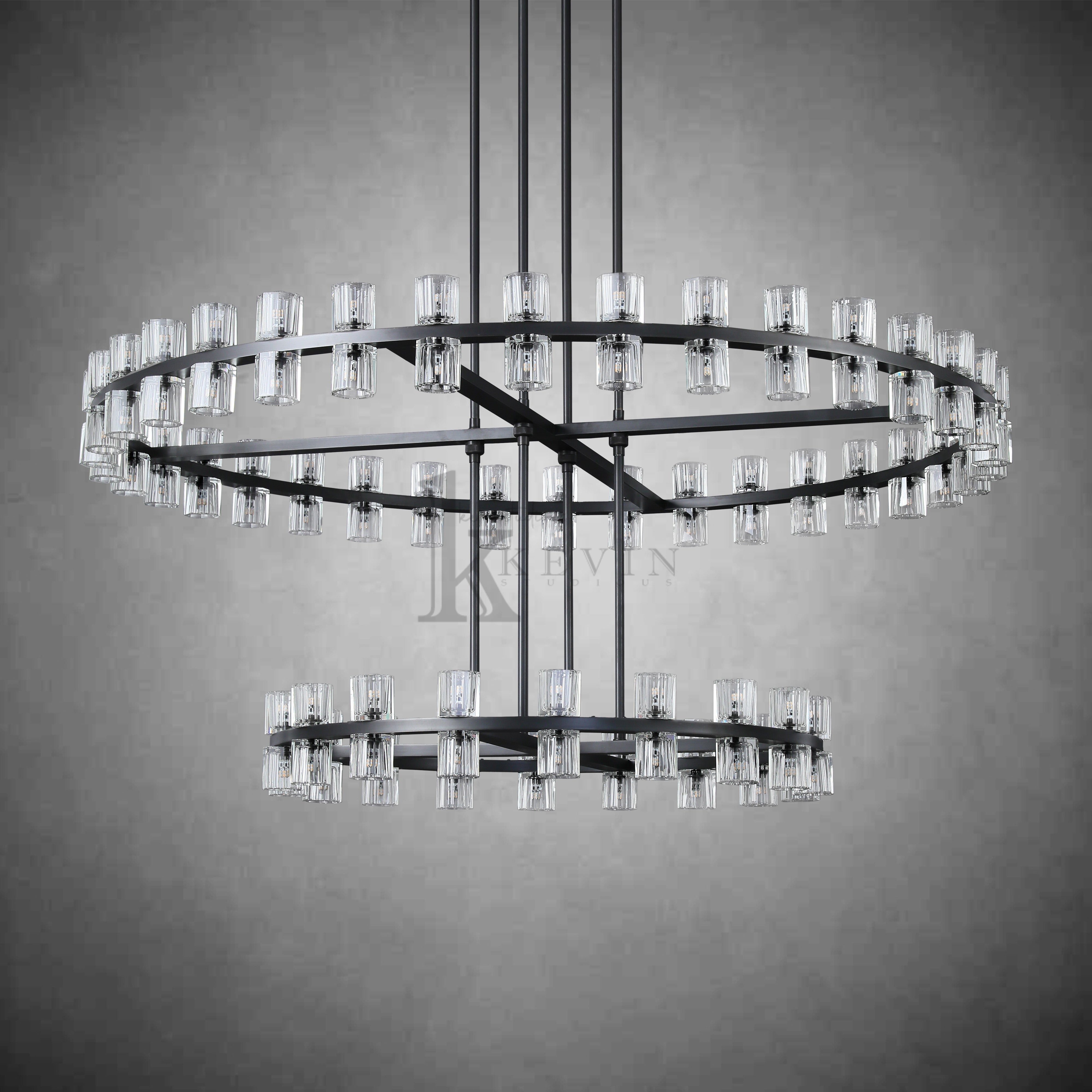 Reger Modern Round 2-tier Large Crystal Chandelier For Living Room