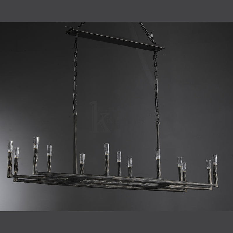 Paula Modern Forged Brass Linear Chandelier chandelier Kevin Studio Inc Forged Bronze 54" 