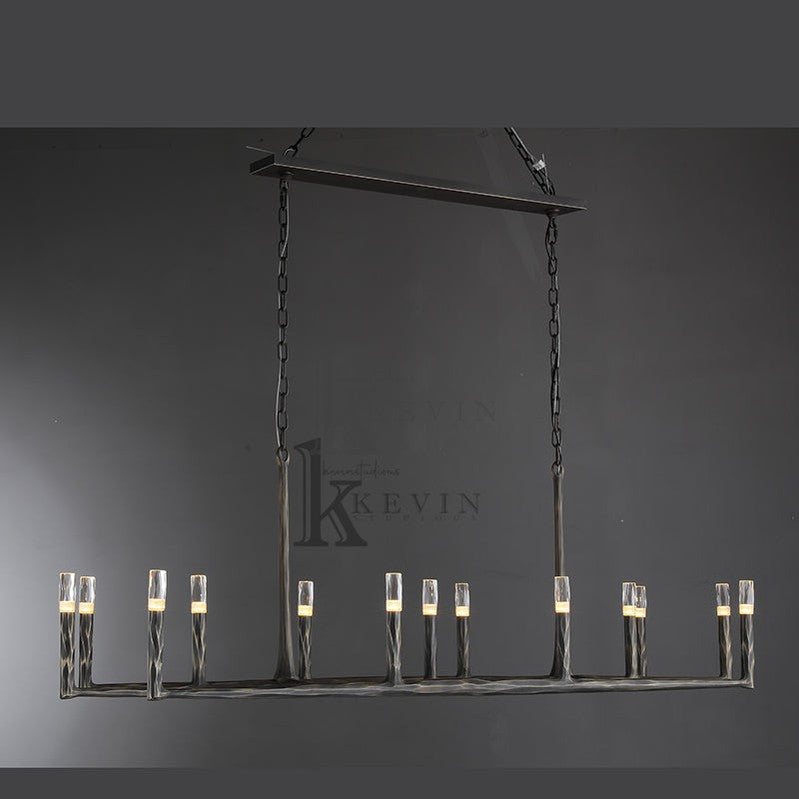 Paula Modern Forged Brass Linear Chandelier chandelier Kevin Studio Inc   