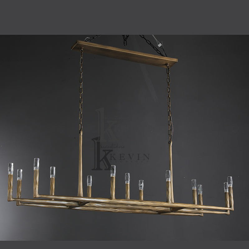 Paula Modern Forged Brass Linear Chandelier chandelier Kevin Studio Inc   