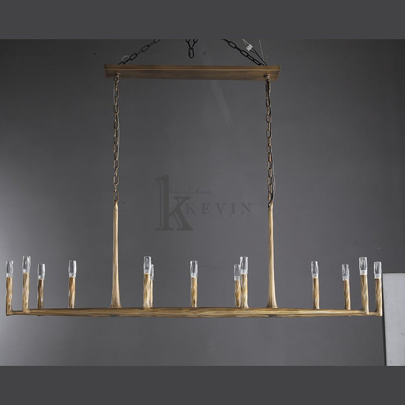 Paula Modern Forged Brass Linear Chandelier chandelier Kevin Studio Inc   