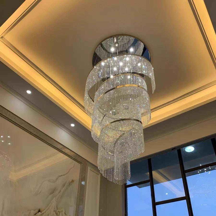 Contemporary Villa Loft Crystal Chandelier, High End Staircase Chandelier Design Chandeliers Kevinstudiolives   