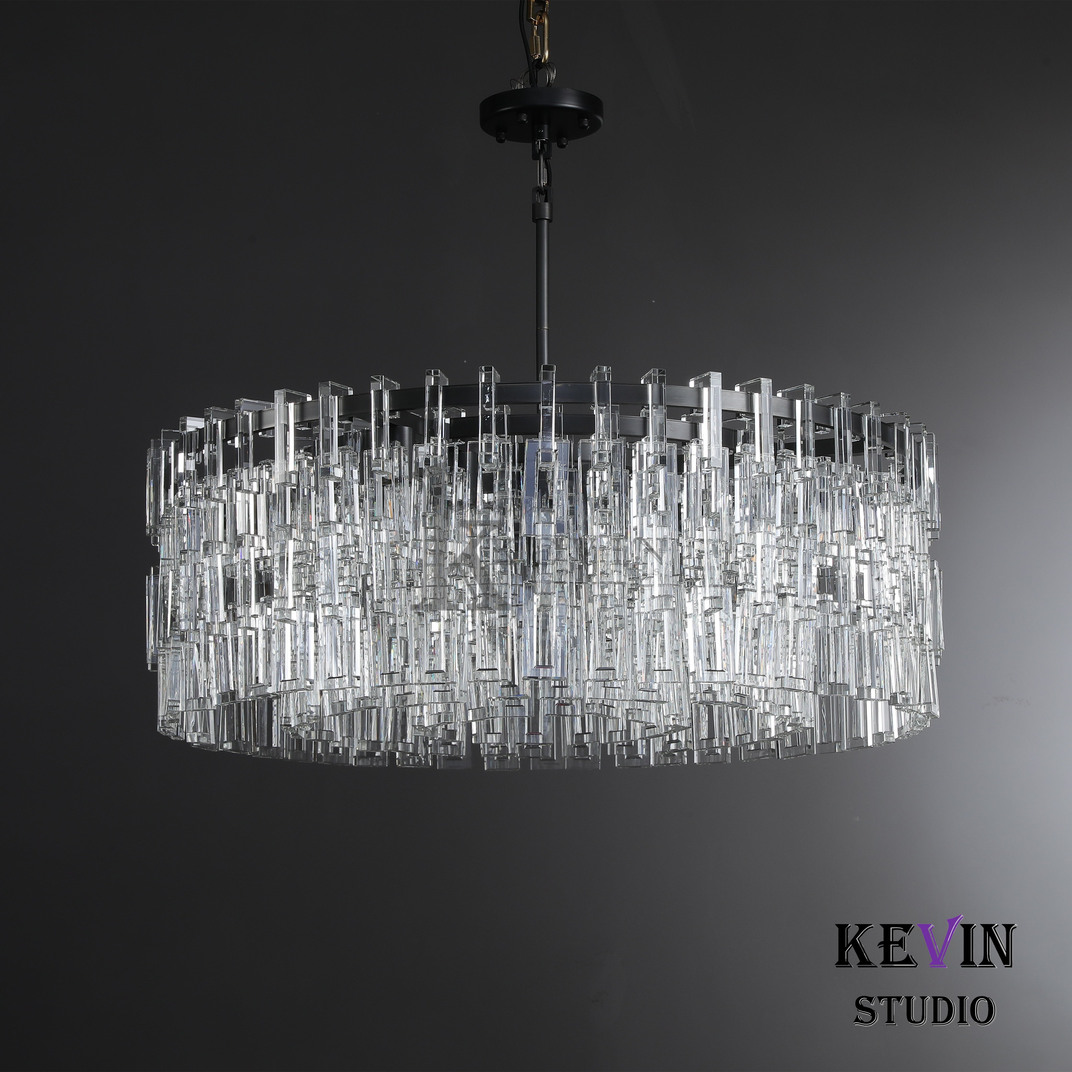 Momela Modern Round Crystal Chandelier 36", 48", 60" chandelier Kevin Studio Inc 36" Matte Black 