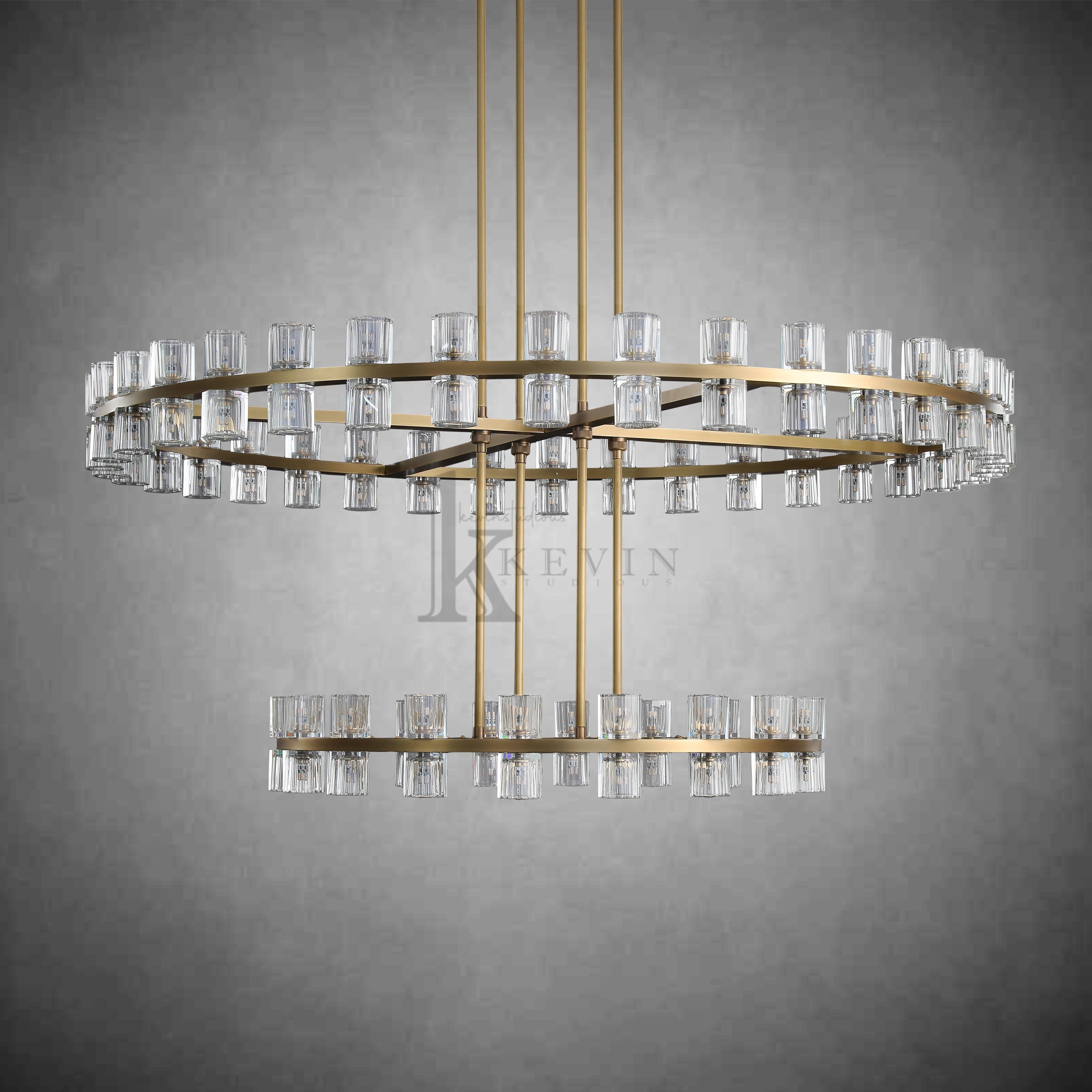 Reger Modern Round 2-tier Large Crystal Chandelier For Living Room