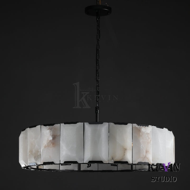 Harlm Modern Translucent Calcite Round Chandelier 19", 31", 43", 60" chandelier Kevin Studio Inc   