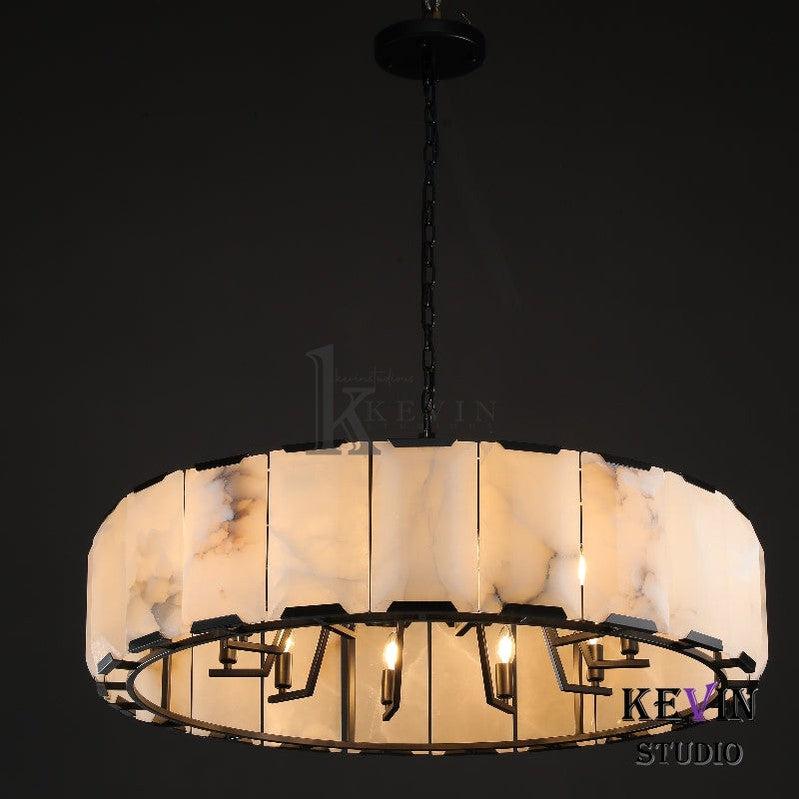 Harlm Modern Translucent Calcite Round Chandelier 19", 31", 43", 60" chandelier Kevin Studio Inc   