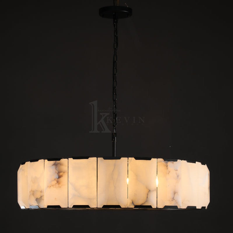 Harlm Modern Translucent Calcite Round Chandelier 19", 31", 43", 60" chandelier Kevin Studio Inc 43" Matte Black 