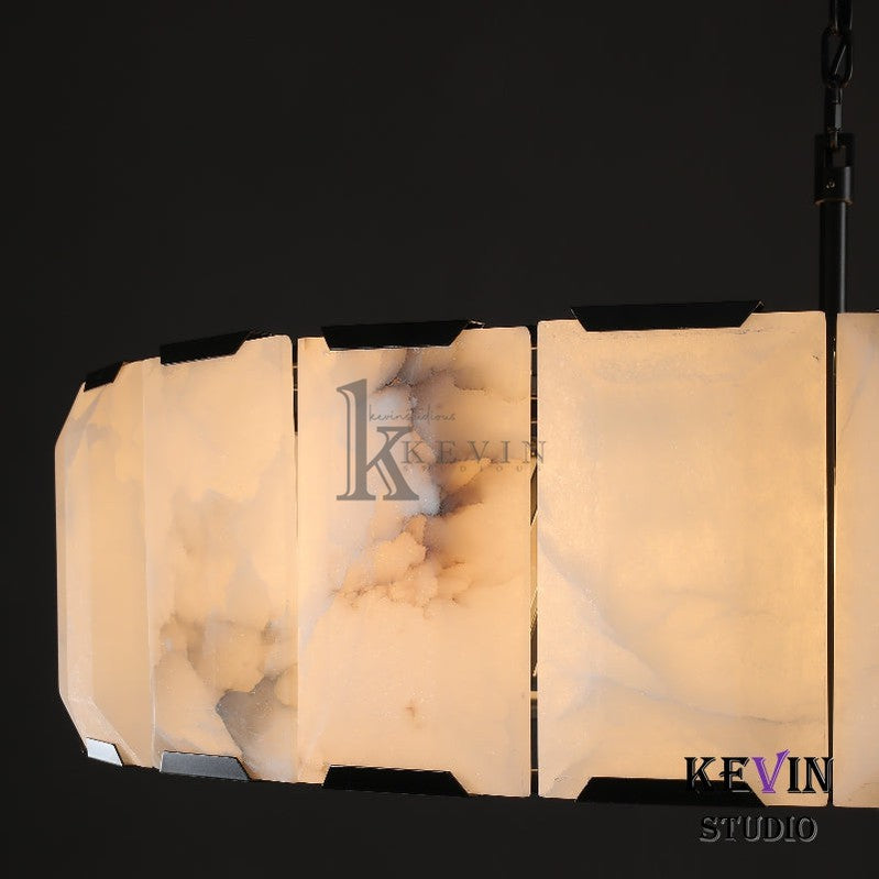 Harlm Modern Translucent Calcite Round Chandelier 19", 31", 43", 60" chandelier Kevin Studio Inc   