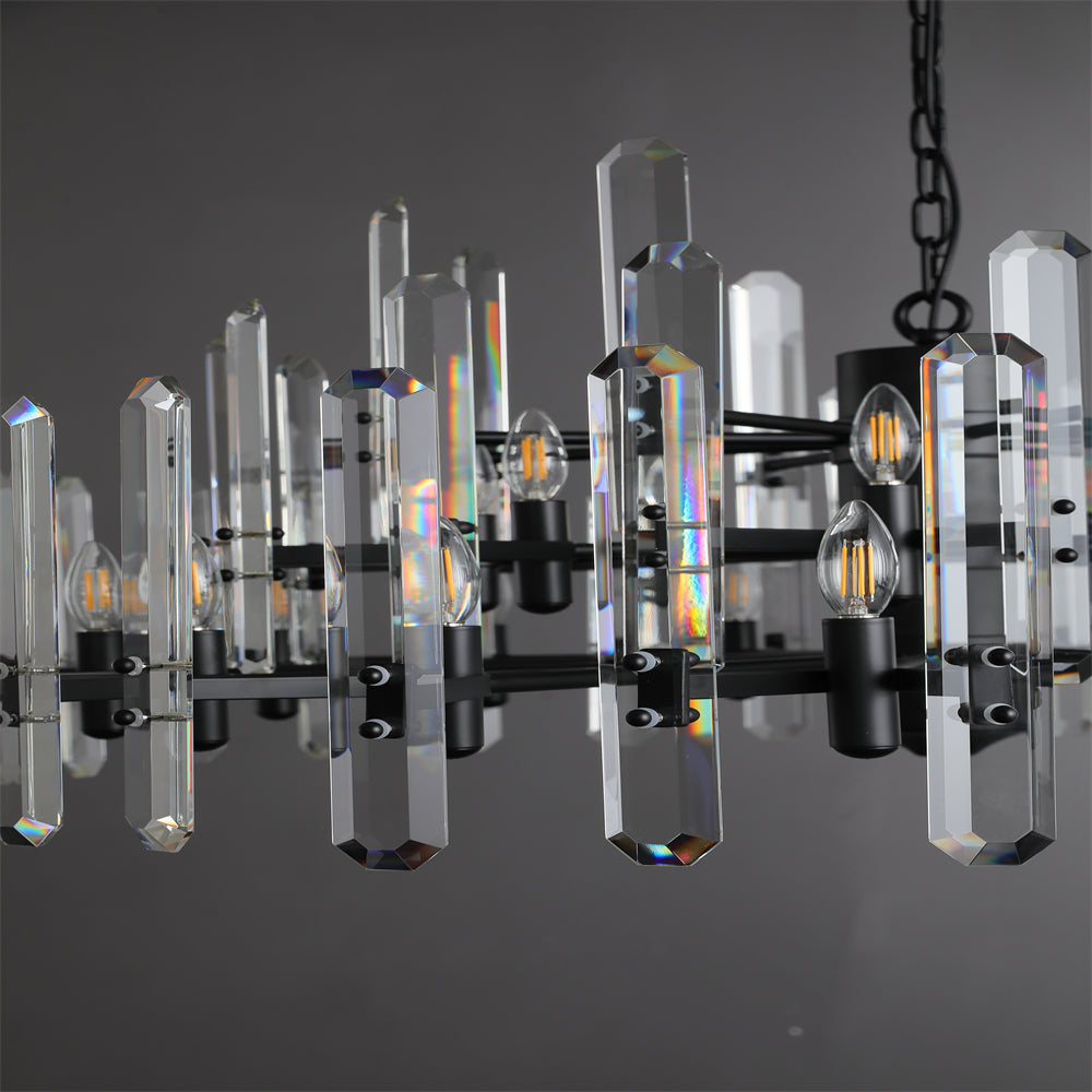 Bradley Modern Faceted Crystal Prism Chandelier 24", 36", 48