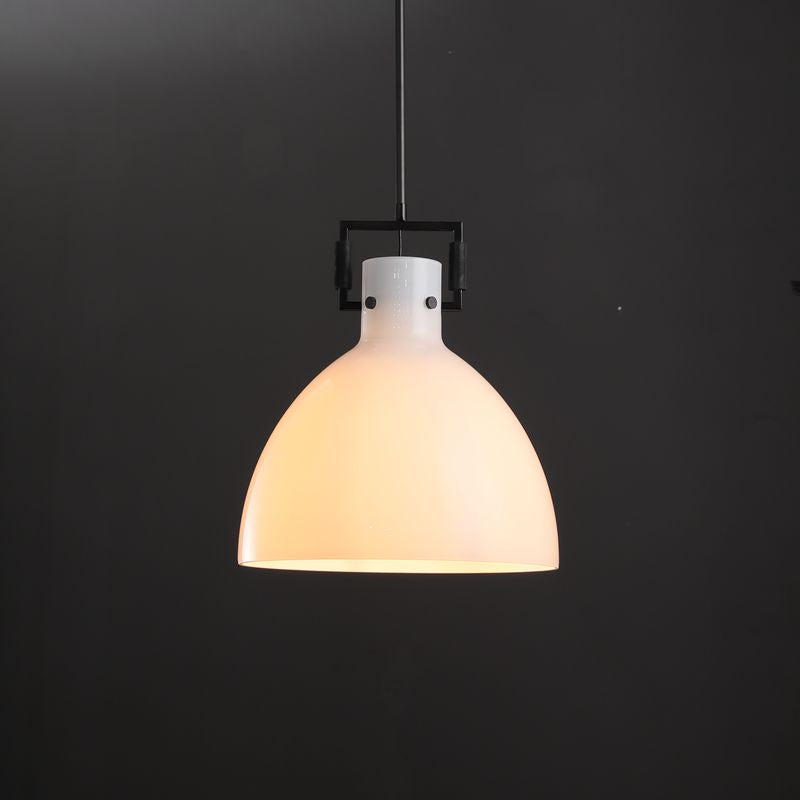 Queena Modern Milk Glass Pendant Light, Kitchen Island Pendant Lamp Pendant Light Kevin Studio Inc 14" Matte Black 