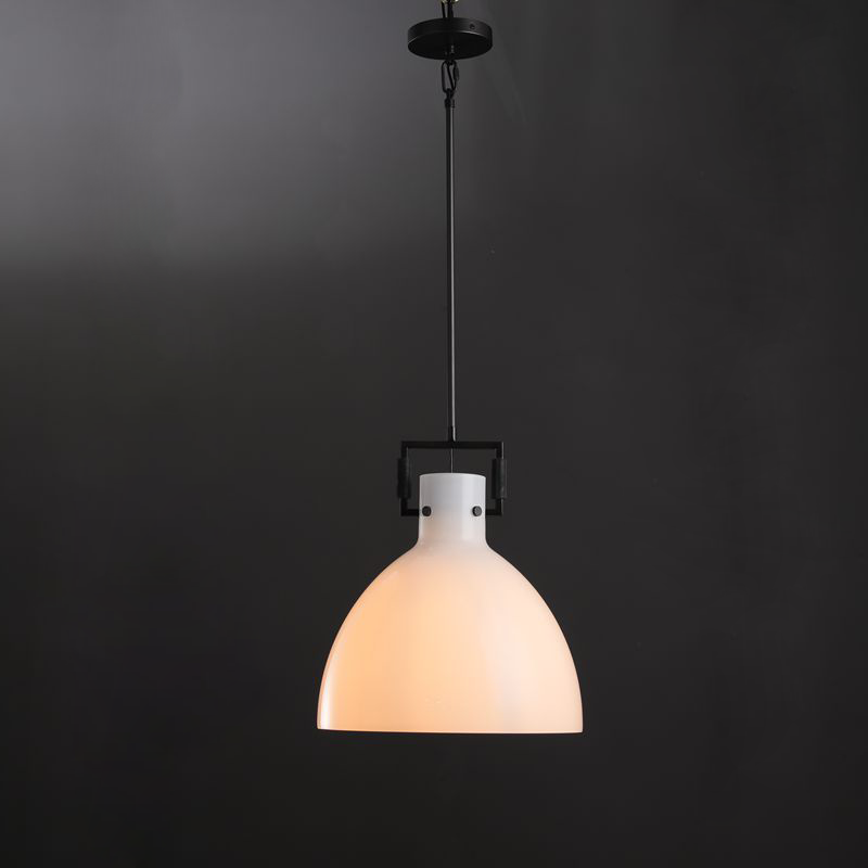 Queena Modern Milk Glass Pendant Light, Kitchen Island Pendant Lamp Pendant Light Kevin Studio Inc 10" Matte Black 