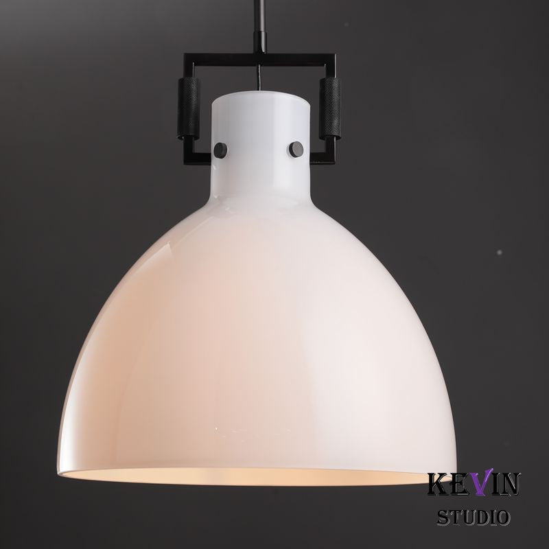 Queena Modern Milk Glass Pendant Light, Kitchen Island Pendant Lamp Pendant Light Kevin Studio Inc   