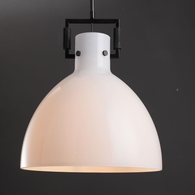 Queena Modern Milk Glass Pendant Light, Kitchen Island Pendant Lamp Pendant Light Kevin Studio Inc 18" Matte Black 